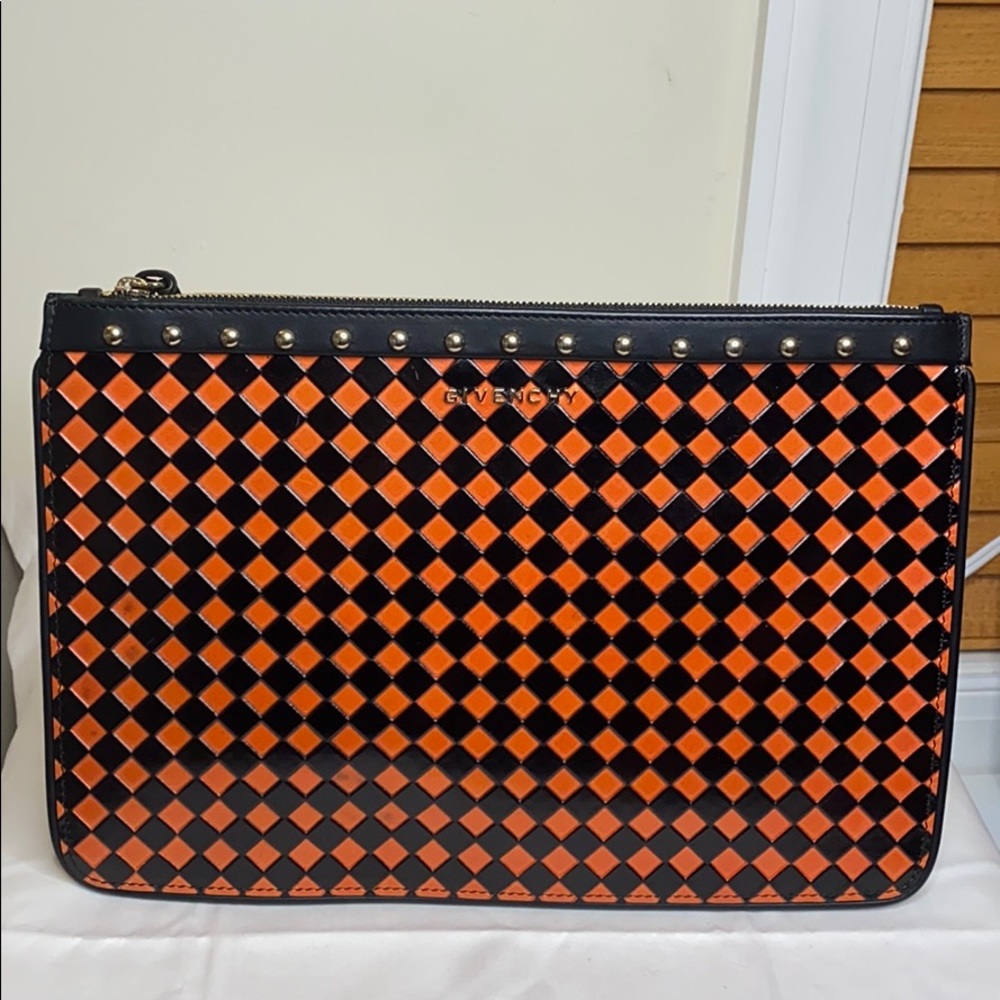 Givenchy red and black flat clutch